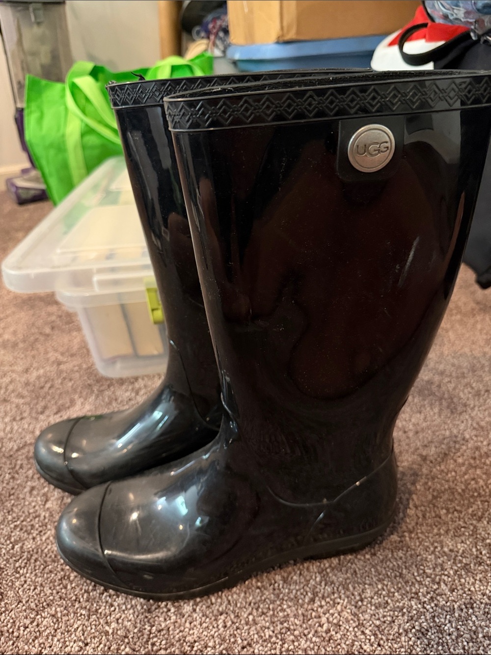 UGG Black Glossy Women's Rain Boots